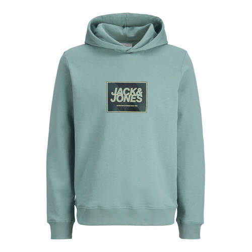 JACK & JONES JUNIOR hoodie blauw Sweater Jongens Katoen Capuchon Printopdruk - maat 140 afbeelding