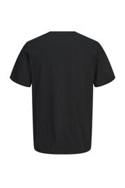 thumbnail: Zwarte jongens JACK & JONES JUNIOR T-shirt van katoen met printopdruk, korte mouwen en ronde hals