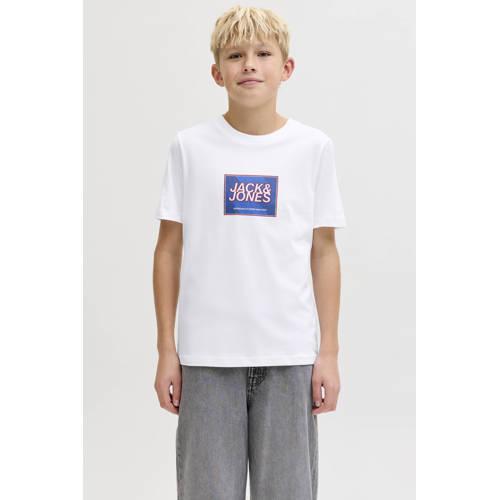 JACK & JONES JUNIOR T-shirt wit Jongens Katoen Ronde hals Printopdruk - maat 164 afbeelding