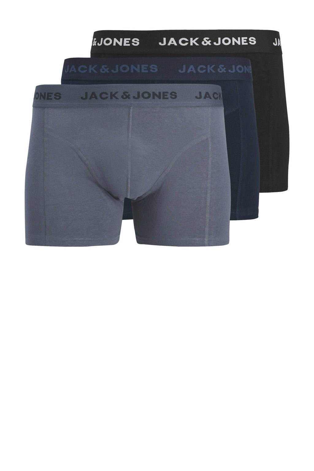 JACK & JONES JUNIOR boxershort - grijs/donkerblauw/zwart (set van 3)