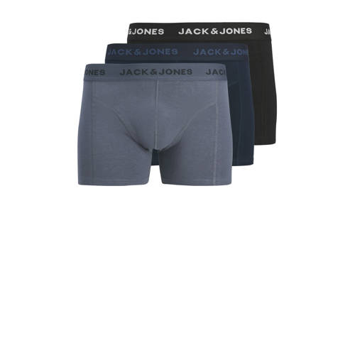 JACK & JONES JUNIOR boxershort - set van 3 grijs/donkerblauw/zwart Multi Jongens Stretchkatoen