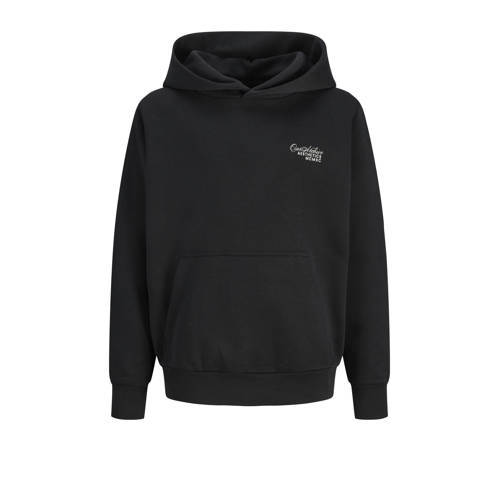 JACK & JONES JUNIOR hoodie met backprint zwart Sweater Jongens Katoen Capuchon - maat 164 afbeelding