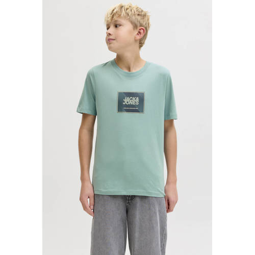 JACK & JONES JUNIOR T-shirt blauw Jongens Katoen Ronde hals Printopdruk - maat 176 afbeelding
