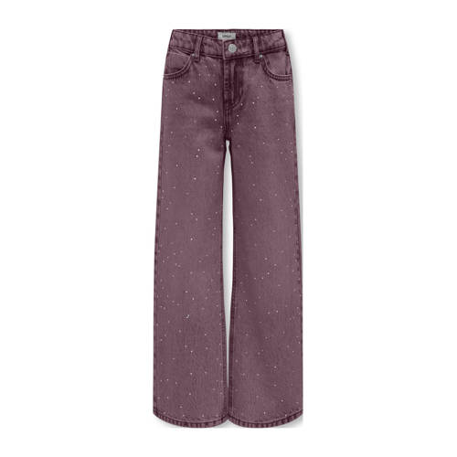 KIDS ONLY GIRL Wide leg wide leg jeans paars Meisjes Denim All over print - maat 152 afbeelding