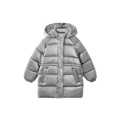 Mango Kids outdoor jas zilver Meisjes Polyamide Capuchon - maat 122 afbeelding