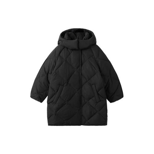 Mango Kids gewatteerde jas zwart Meisjes Polyester Capuchon Effen - maat 152 afbeelding