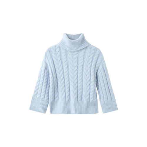 Mango Kids gebreide trui lichtblauw Meisjes Acryl Col Effen - maat 116 afbeelding