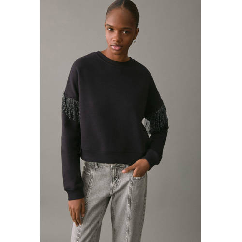 MANGO TEEN sweater zwart met lurex Effen - maat 164(S) afbeelding