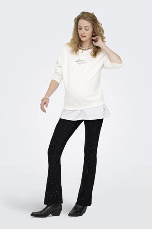 high waist zwangerschaps flared jeans black denim met glitter