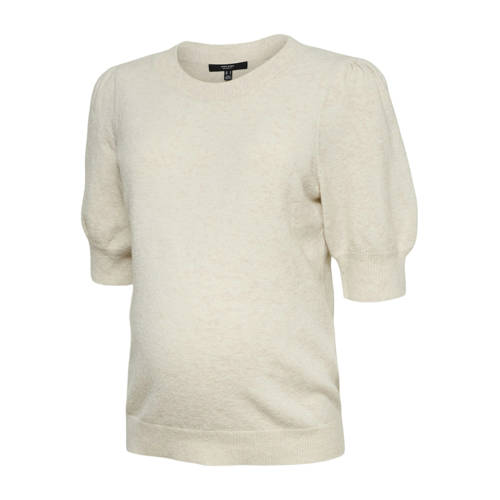 VERO MODA MATERNITY zwangerschaps trui beige gebreid Dames Polyester Ronde hals - maat S afbeelding