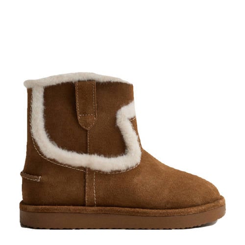 Mango Kids gevoerde suède enkelboots cognac Bruin Meisjes Suede Meerkleurig