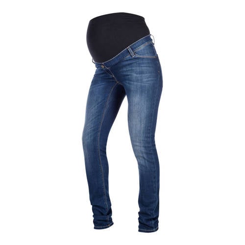 LOVE2WAIT high waist zwangerschaps skinny jeans Plus medium blue denim Blauw - maat 44-34 afbeelding