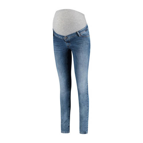 LOVE2WAIT high waist zwangerschaps skinny jeans medium blue denim Blauw - maat 28-32 afbeelding