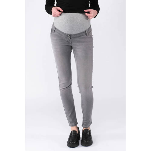LOVE2WAIT high waist zwangerschaps skinny jeans grey denim Grijs Effen - maat 33-32 afbeelding
