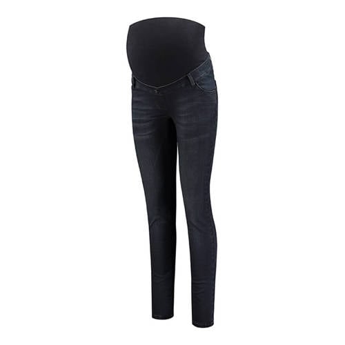 LOVE2WAIT high waist zwangerschaps skinny jeans dark blue denim Blauw Effen - maat 33-30 afbeelding