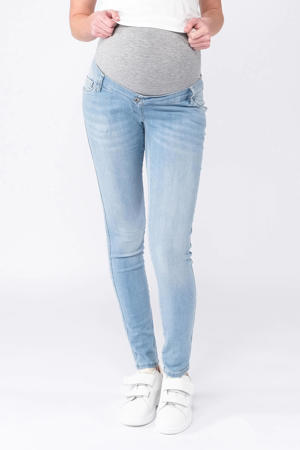high waist zwangerschaps skinny jeans light blue denim