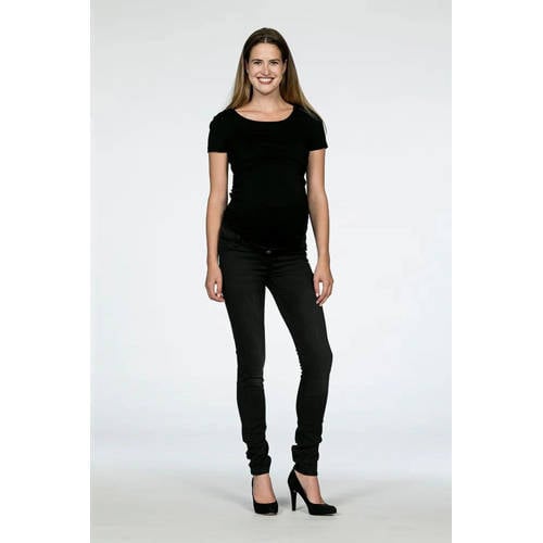 LOVE2WAIT high waist zwangerschaps skinny jeans black denim Zwart Effen - maat 29-34 afbeelding