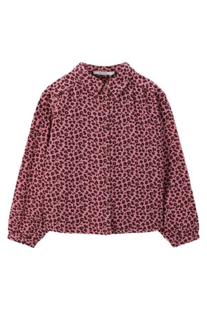 blouse met panterprint roze