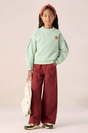 high waist wide leg jeans rood