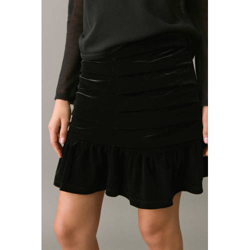 MANGO TEEN fluwelen korte rok zwart Meisjes Fluweel Effen - maat 172(L) afbeelding