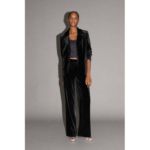 MANGO TEEN fluwelen pantalon zwart Broek Meisjes Fluweel Effen - maat 168(M) afbeelding