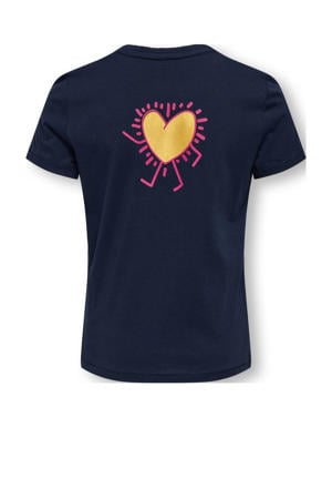 T-shirt met backprint donkerblauw