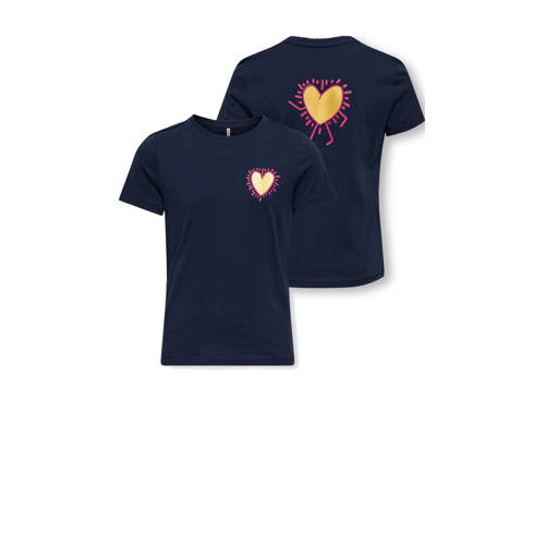 KIDS ONLY GIRL T-shirt met backprint donkerblauw Meisjes Katoen V-hals - maat 158/164 afbeelding