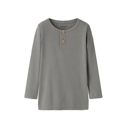 NAME IT MINI longsleeve grijs Jongens Stretchkatoen Ronde hals Effen - maat 134/140 afbeelding