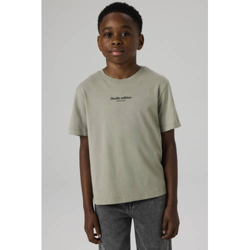 NAME IT KIDS T-shirt Grijs Jongens Katoen Ronde hals Tekst - maat 146/152 afbeelding