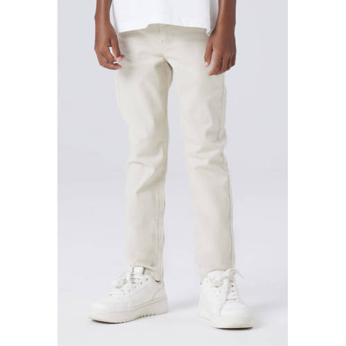 NAME IT KIDS slim casual broek greige Grijs Jongens Stretchkatoen Effen - maat 170 afbeelding