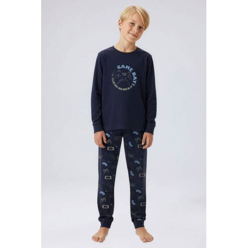 NAME IT KIDS pyjama donkerblauw Jongens Stretchkatoen Ronde hals Effen - maat 86/92 afbeelding