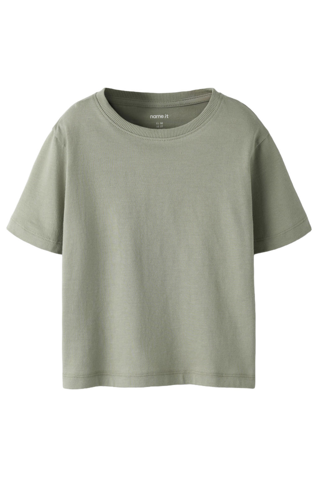 Grijze jongens NAME IT MINI T-shirt van katoen met effen, korte mouwen en ronde hals