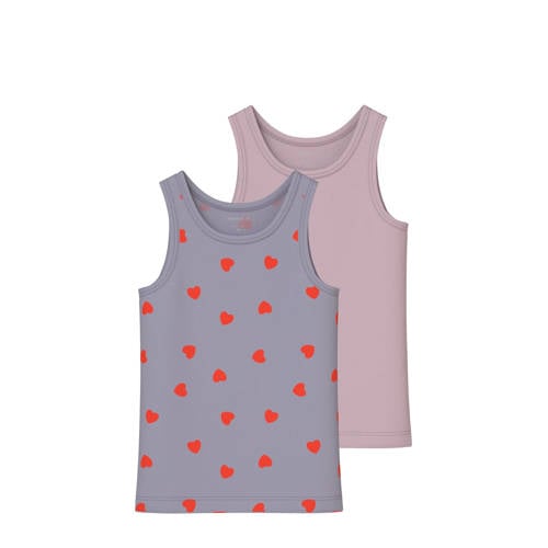 NAME IT MINI hemd - set van 2 lila/roze Paars Meisjes Stretchkatoen Ronde hals - maat 116 afbeelding