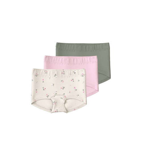 NAME IT MINI short - set van 3 ecru/groen/roze Slip Meisjes Stretchkatoen - maat 122/128 afbeelding
