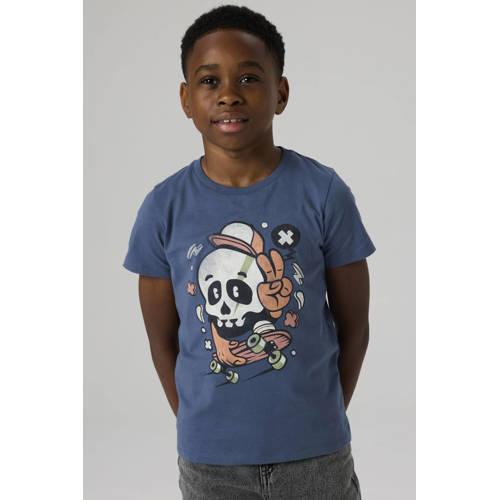 NAME IT KIDS T-shirt blauw Jongens Katoen Ronde hals Printopdruk - maat 134/140 afbeelding