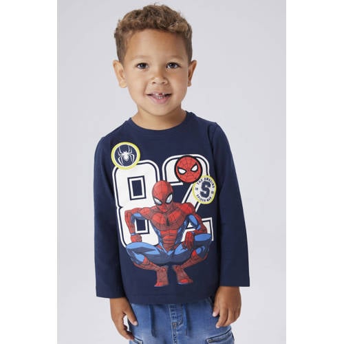 NAME IT MINI Spider-Man longsleeve donkerblauw Jongens Stretchkatoen Ronde hals - maat 116 afbeelding