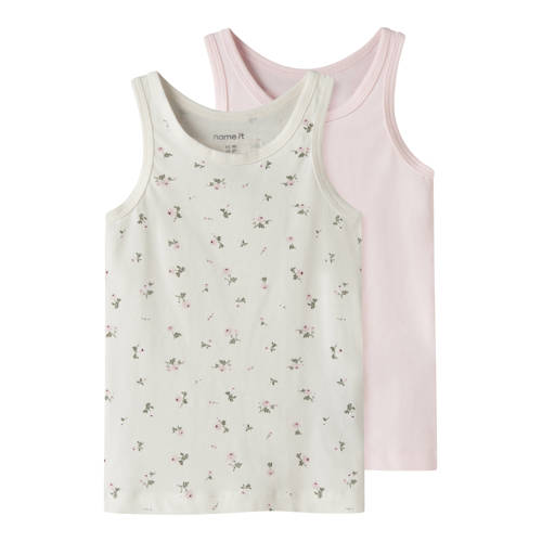 NAME IT MINI hemd - set van 2 ecru/roze Meisjes Stretchkatoen Ronde hals - maat 122/128 afbeelding