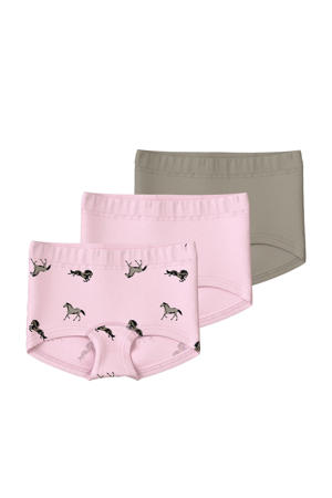 short - lichtroze/kaki (set van 3)