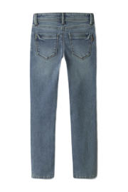 thumbnail: Medium blue denim jongens NAME IT KIDS slim fit jeans vintage van stretchkatoen met regular waist en effen