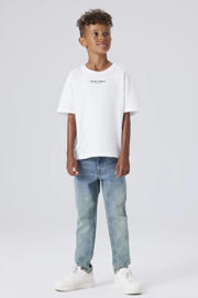 thumbnail: Medium blue denim jongens NAME IT KIDS slim fit jeans vintage van stretchkatoen met regular waist en effen