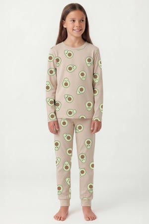 pyjama met all over print beige/groen