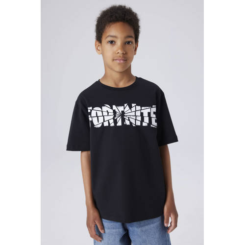 NAME IT KIDS Fortnite T-shirt zwart Jongens Stretchkatoen Ronde hals Tekst - maat 116 afbeelding