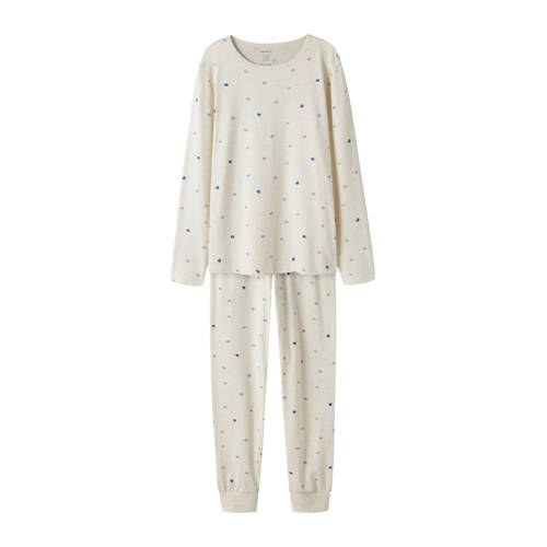 NAME IT KIDS pyjama met hartjes print ecru Meisjes Stretchkatoen Ronde hals - maat 146/152 afbeelding