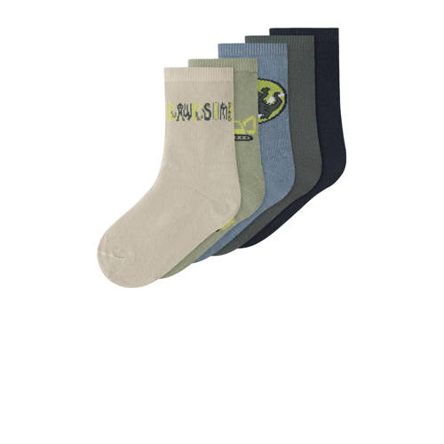 NAME IT MINI sokken - set van 5 grijs/blauw/donkerblauw Jongens Stretchkatoen - maat 28/30 afbeelding
