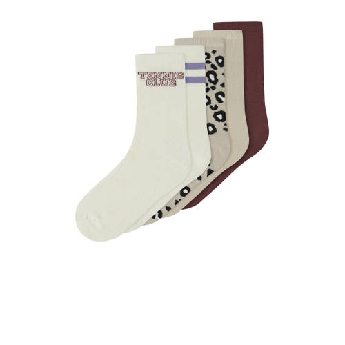 NAME IT KIDS sokken - set van 5 donkerrood/beige/ecru Meisjes Stretchkatoen - maat 31/33 afbeelding
