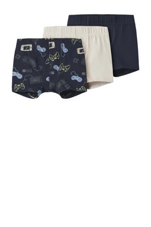 boxershort - donkerblauw/ecru (set van 3)