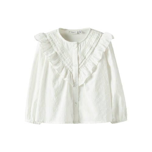 NAME IT MINI blouse wit Meisjes Katoen Button down Effen - maat 98 afbeelding