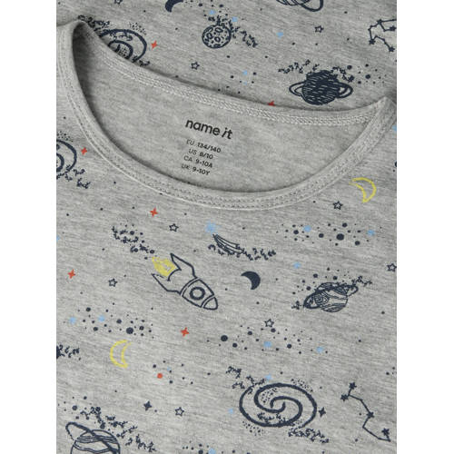 NAME IT KIDS pyjama met all over print grijs melange Jongens Stretchkatoen Ronde hals - maat 98/104 afbeelding