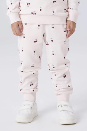 regular joggingbroek met kersenprint lichtroze
