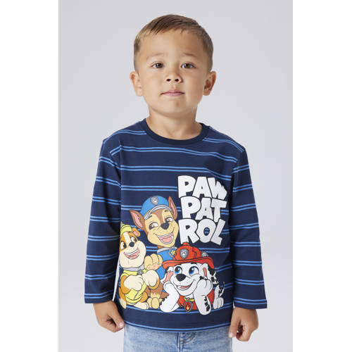 NAME IT MINI Paw Patrol longsleeve donkerblauw gebreid Jongens Stretchkatoen Ronde hals - maat 122/128 afbeelding